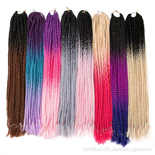 22inch Box Braids with Ends Fan Out Crochet Hair Braids Extension Synthetic Hair Darling Braids Wholesale